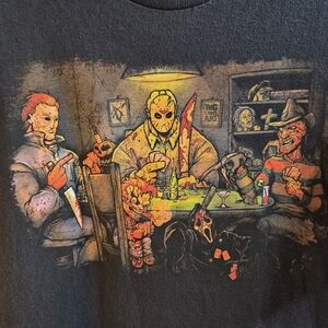 Halloween Graphic Horror Movie T-Shirt Slashers‎ Guy Night Poker Game Dark Humor
